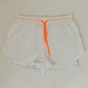 NWOT Shein Athletic Shorts Women L White Stretch Lined Sport Running Workout Gym